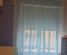voile curtains with poles x 4 double sets