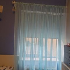 voile curtains with poles x 4 double sets