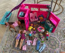 Barbie Campervan/Slide/Pool/Dolls/Accessories