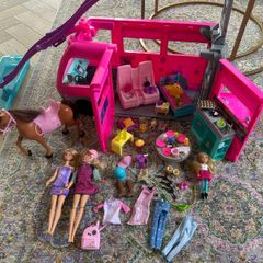 Barbie Campervan/Slide/Pool/Dolls/Accessories