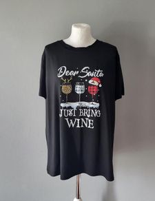 Black Xmas t-shirt with wine, Size XXL / UK18, Brand new