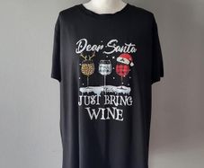 RESERVED - Black Xmas t-shirt with wine, Size XXL / UK18, Brand new