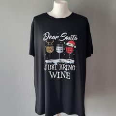 Black Xmas t-shirt with wine, Size XXL / UK18, Brand new