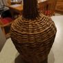 European Wicker Demijohn, Old Woven Basket Wrapp Demijohn, Green  Glass Bottle, French Farmhouse Hand Blown Wine Bottle Image 2