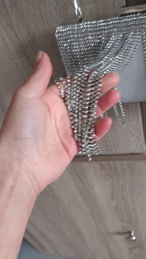 silver rhinestones fringe clutch