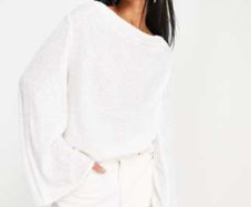 River Island White Sequin Cowl Neck Top Sz 16 New