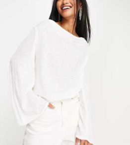 River Island White Sequin Cowl Neck Top Sz 16 New