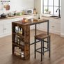 Bar Table with Shelf, Bar Table, Kitchen Table, 3 Open Compartments, Dining Table, Kitchen Counter for Kitchen, Dining Room, 110 x 60 x 100 cm, Industrial Design, Vintage Brown/Black Image 2