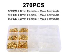 Box Insulated Male Female Wire Connector 2.8/4.8/6.3mm Electrical Crimp Terminals Termin Spade Connectors Assorted Kit 270PCS