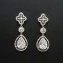 Vintage Style Cross Crucifix Crystal Drop Earrings Image 2