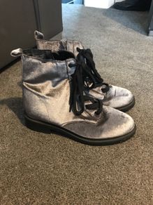 Silver/grey velvet look boots