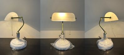 Retro Bankers Lamp with White Shade