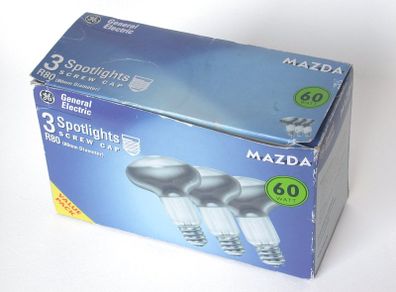 2 X General Electric Screw Cap Mazda 60W R80 Spotlights