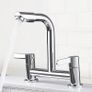 Black Kitchen Mixer Tap Dual Lever with 360 Degree Aerator, Swivel Kitchen Bridge Taps 2 Hole Sink Monobloc Faucet, 180mm Centres Deck Mounted with G1/2 Hose UK Standard Fittings MULTIPLE COLOURS AVAILABLE (FREE POSTAGE) Image 2