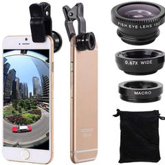 3in1 Fisheye Wide Angle Micro Camera Lens for iPhone Xiaomi Redmi 3IN1 Zoom Fish Eye Len on Smartphone Lenses with Phone Clip