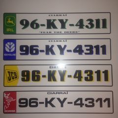 Number plates for tractors, trucks, cars etc.