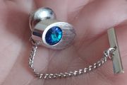 Vintage Tie Clip with Blue Crystal.