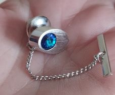 Vintage Tie Clip with Blue Crystal.