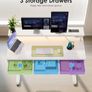 Electric Standing Desk 120 x 54cm Height Adjustable with 3 Drawers RGB LED Strip Charging Station for Home Office Computer Workstation Table Monitor Stand White Image 6