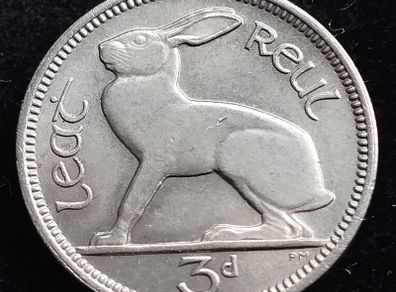 Ireland - 1968 - Irish 3d - 3 Pence - Hare - KM.12a - UNC - [2698]