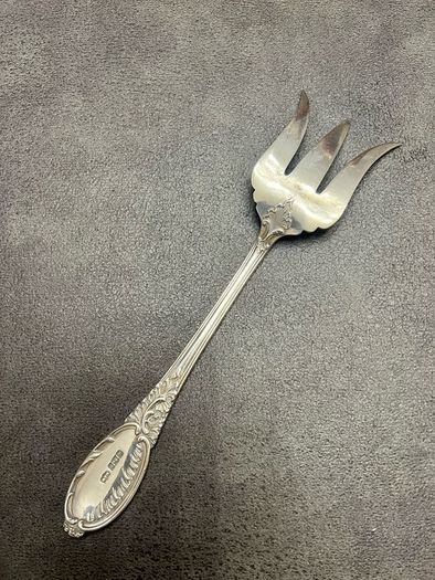 Antique UK hallmark Solid sterling silver serving fork 1900