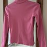 Pink Ribbed High Neck Roll Neck Top - Size XS/S Image 3