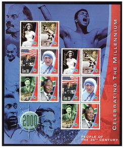 1999 Ireland Celebrating the Millennium Series 1 People of the 20th Centaury Sheet Mint Never Hinged (MNH)