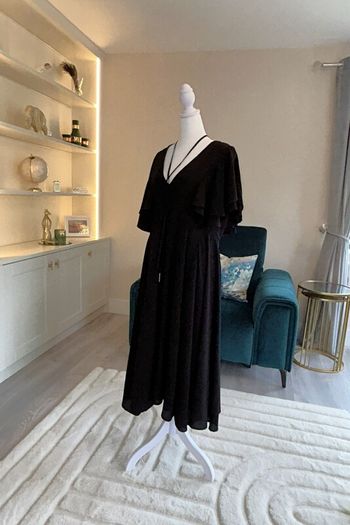 Ladies Midi Black Chiffon Dress with Flutter Sleeves from Boohoo