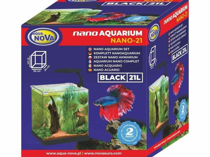 Aqua Nova Aquarium Set NANO-21 Black 21L LED Light And Filter