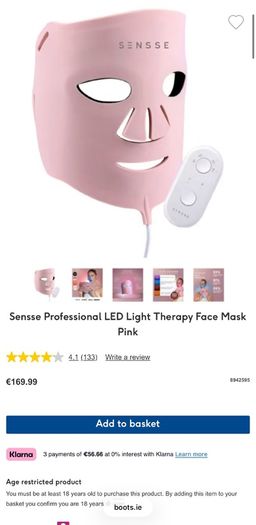Sensse Professional LED Light Therapy Face Mask Pink