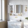 Mirror cabinet Gold bathroom with lighting, bathroom cabinet, integrated cable, bathroom cabinet, wall cabinet, height-adjustable shelf, 3 doors, modern Image 2