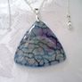Gemstone Drop Triangle Blue Pink Faux Agate Pendant with silver plated necklace 018043 Image 3