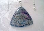 Gemstone Drop Triangle Blue Pink Faux Agate Pendant with silver plated necklace 018043