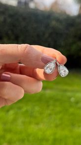 925 Sterling Silver Pear Cut Halo Earrings