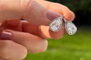 925 Sterling Silver Pear Cut Halo Earrings