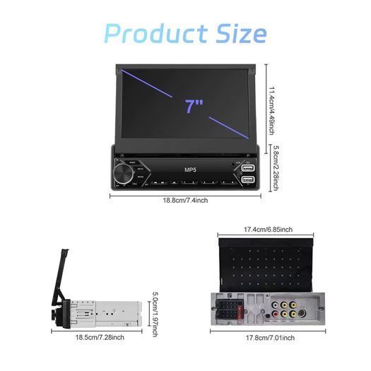 1DIN 7 Inch HD Manual Retractable Screen Car Radio MP5 Player Built In FM Radio Receiver Multifunctional Multimedia Autoradio For Car Radio 1 Din Entertainment System