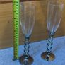 Vintage Silver Plated Heart Stem Champagne Flutes / Glasses Image 4