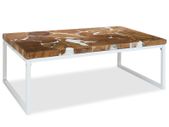 Coffee Table Teak Resin 110x60x40 cm White and Brown