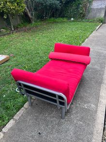 Red Single Sofa Bed / Futon Chair