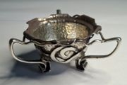 Sterling Silver three handled Irish design hammered finish bowl 1902