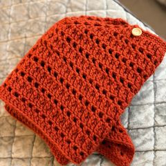 Hand made,rust-colored, crocheted poncho/Shawl