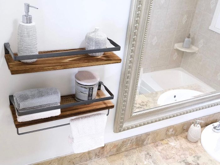 Shelves for Living Room  Cedar Wood Floating Shelves for Bathroom, Bedroom and Kitchen, Decorative Shelf Set of 2 Rustic Shelves with Rail