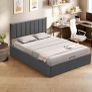 Double bed Hydraulic Ottoman Storage Bed  Double (4ft6) Dark Grey Upholstered Fabric with Lift-Up Storage & Soft Headboard Image 5