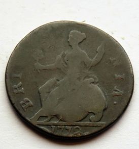 1772 Copper Half a penny King George III
