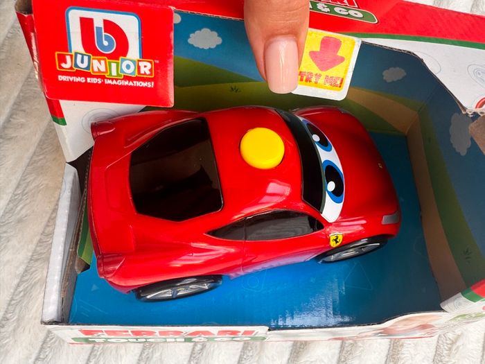BB Junior Ferrari Car Press & Go Toy Red Kids Sports car approx. 13 cm. Length never used Please see photos