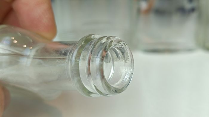 492 - Set of 7 Vintage Clear Glass Screw Cork Top Collectible Decorative Bottles