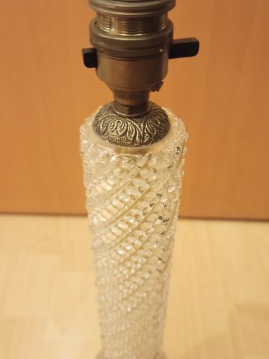 Tall  Brass Base & Cut Glass Column Table Lamp with decorative sphere  Height 48 cm