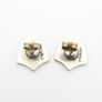 925 Vintage Sterling Silver Gothic Shield Stud Earrings Image 3