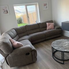 EZ living Isabelle- taupe fabric reclining corner sofa