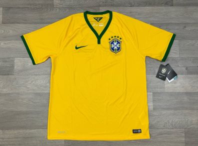 NEW Authentic Nike Brazil 2014 Home Jersey Shirt Mens Large